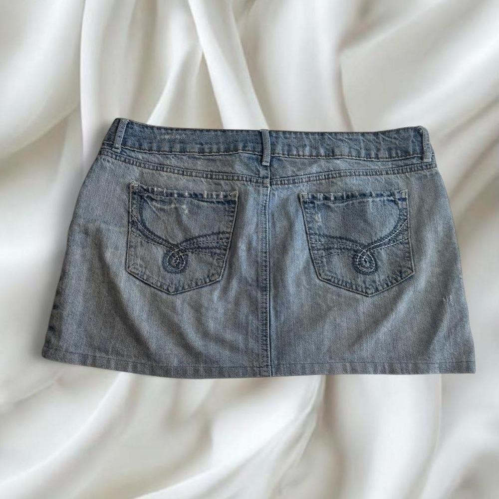 Distressed light wash patchwork mini skirt y2k vintage